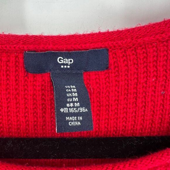 Gap Women’s Red‎ Thermal Waffle Knit Sweater Top Size Medium - Picture 2 of 9